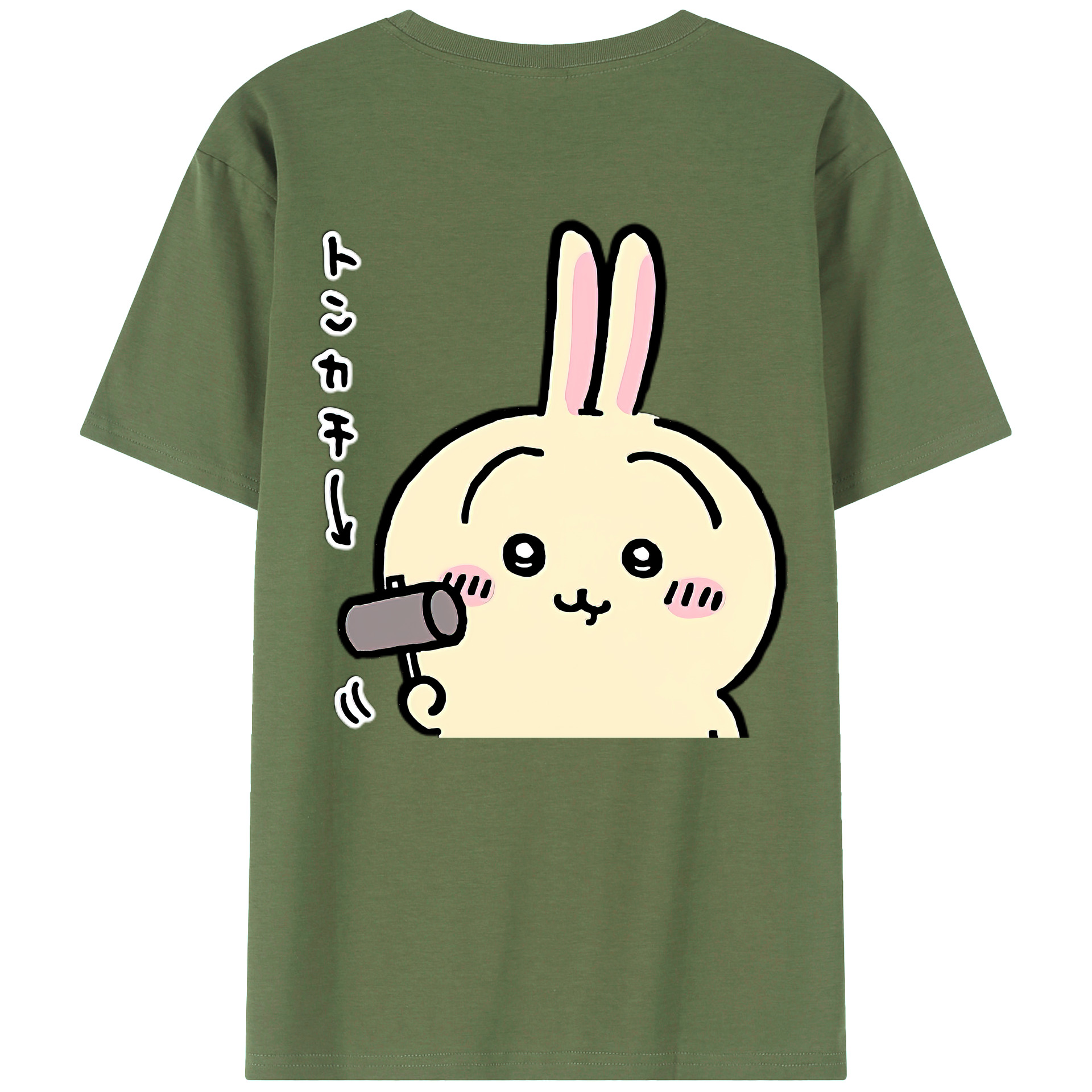 （画像用） ちいかわ うさぎ Chii-kawa usagi 綿100％ メンズ半袖Tシャツ（バックプリント） 通気性